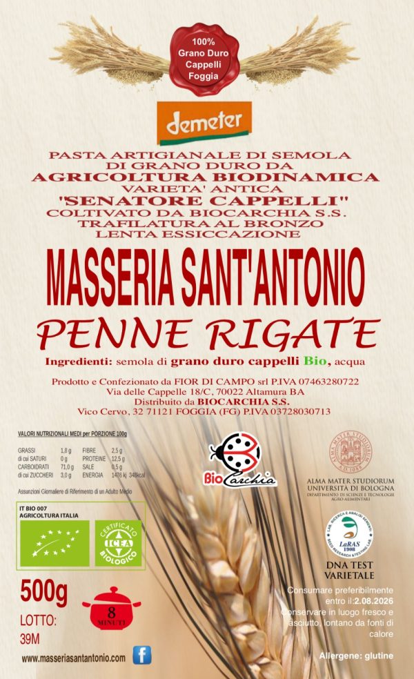 Pasta Biocarchia Penne Rigate 500 gr.